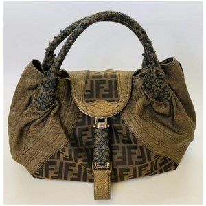 Fendi Metallic  Zucca Print Nappa Leather Spy Bag